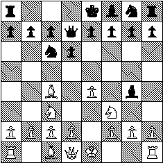 Diagram of an example of how castling works. This is the before castling position.