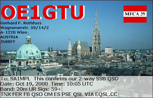 Get your electronic QSL-Card immediately!