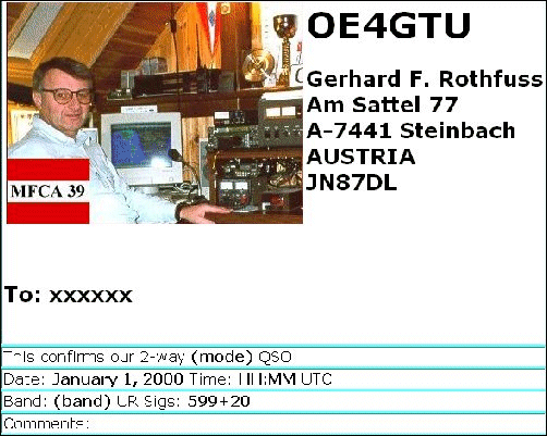 Get your electronic QSL-Card immediately!